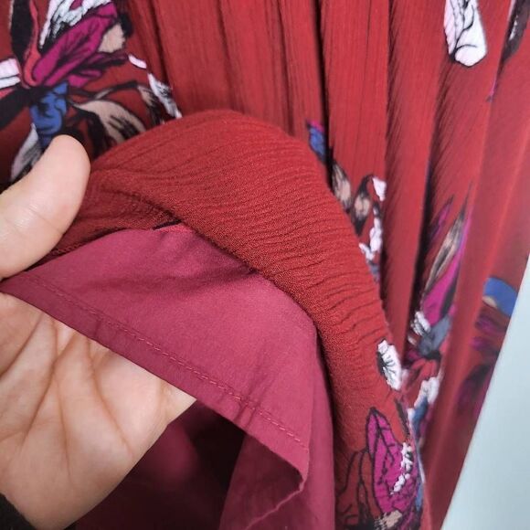 Chicwish Burgundy Red Floral Boho Maxi Dress Size Large - Picture 8 of 12
